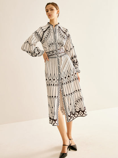 Bohem Dik Yaka Yırtık Elbise