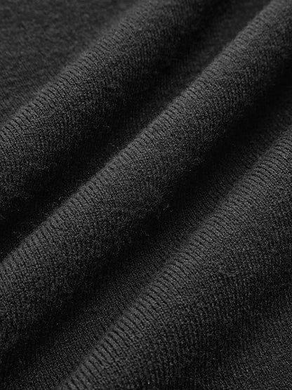 Kontrast Yakalı Dökümlü Kazak Kısa Elbise