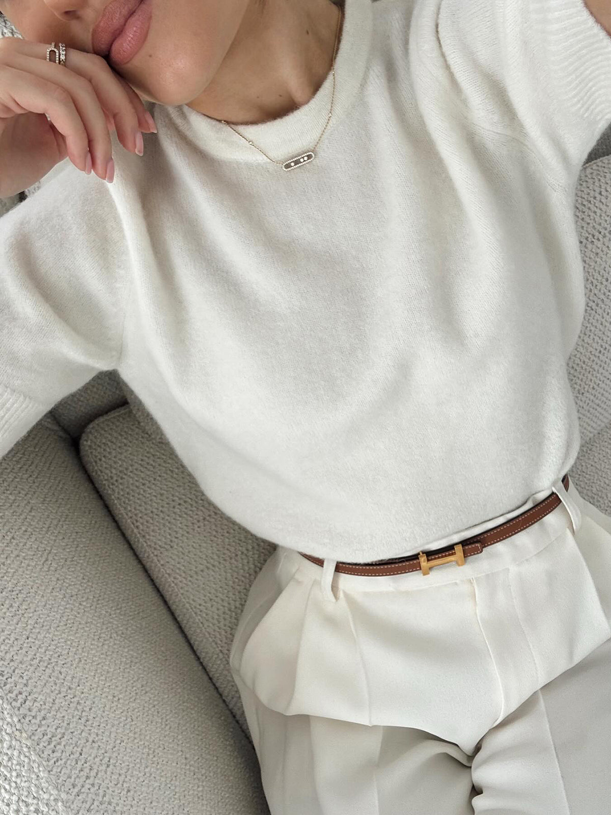 Yuvarlak Yaka Düz Örgü Üst