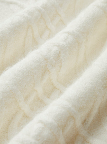 Yuvarlak Yaka Düz Kablo Kazak