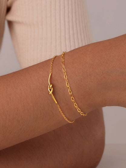 Zarif Çift Katmanlı Düğümlü Bileklik