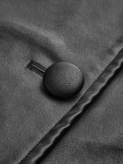 Bölünmüş Kemerli Suni Deri Ceket