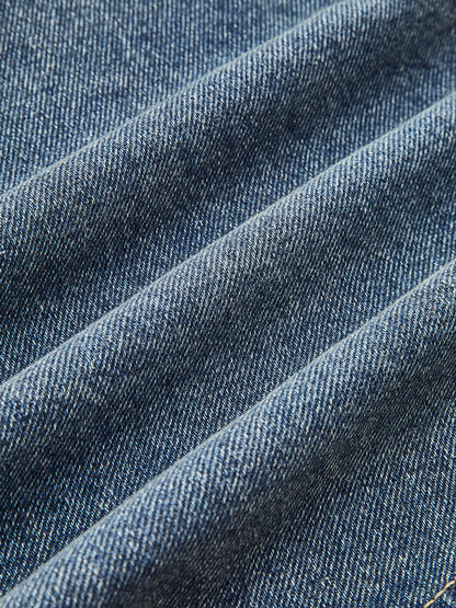 Kontrast Yakalı Kenarlı Kot Ceket