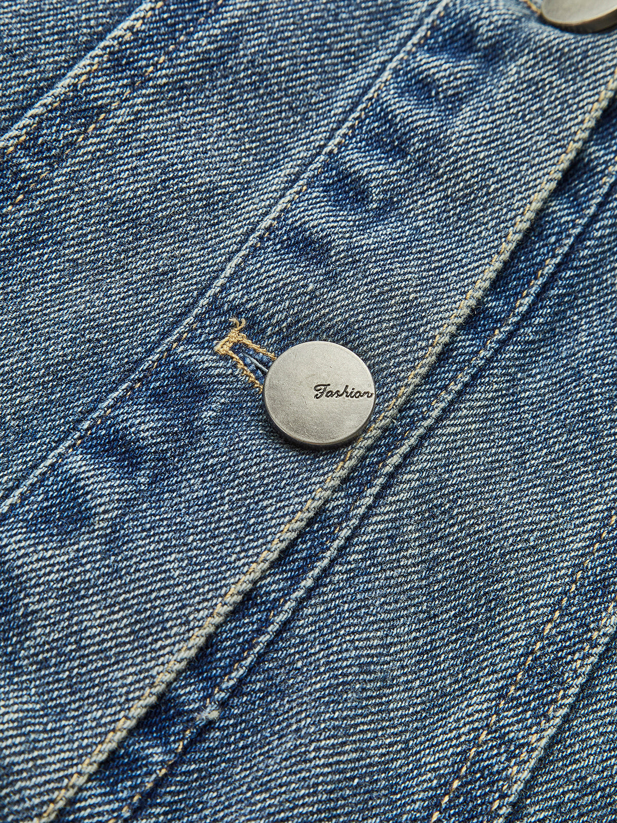 Kontrast Yakalı Kenarlı Kot Ceket