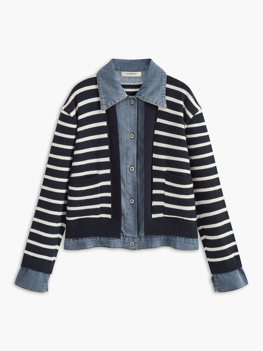 Panel Çizgili Suni Kürk Manto