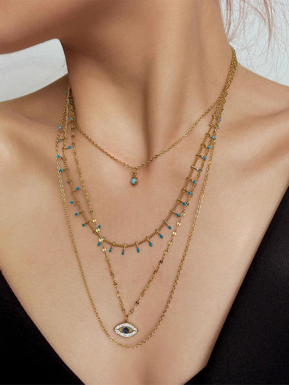 Çok Katmanlı Yapay Elmas Nazar Boncuklu Kolye