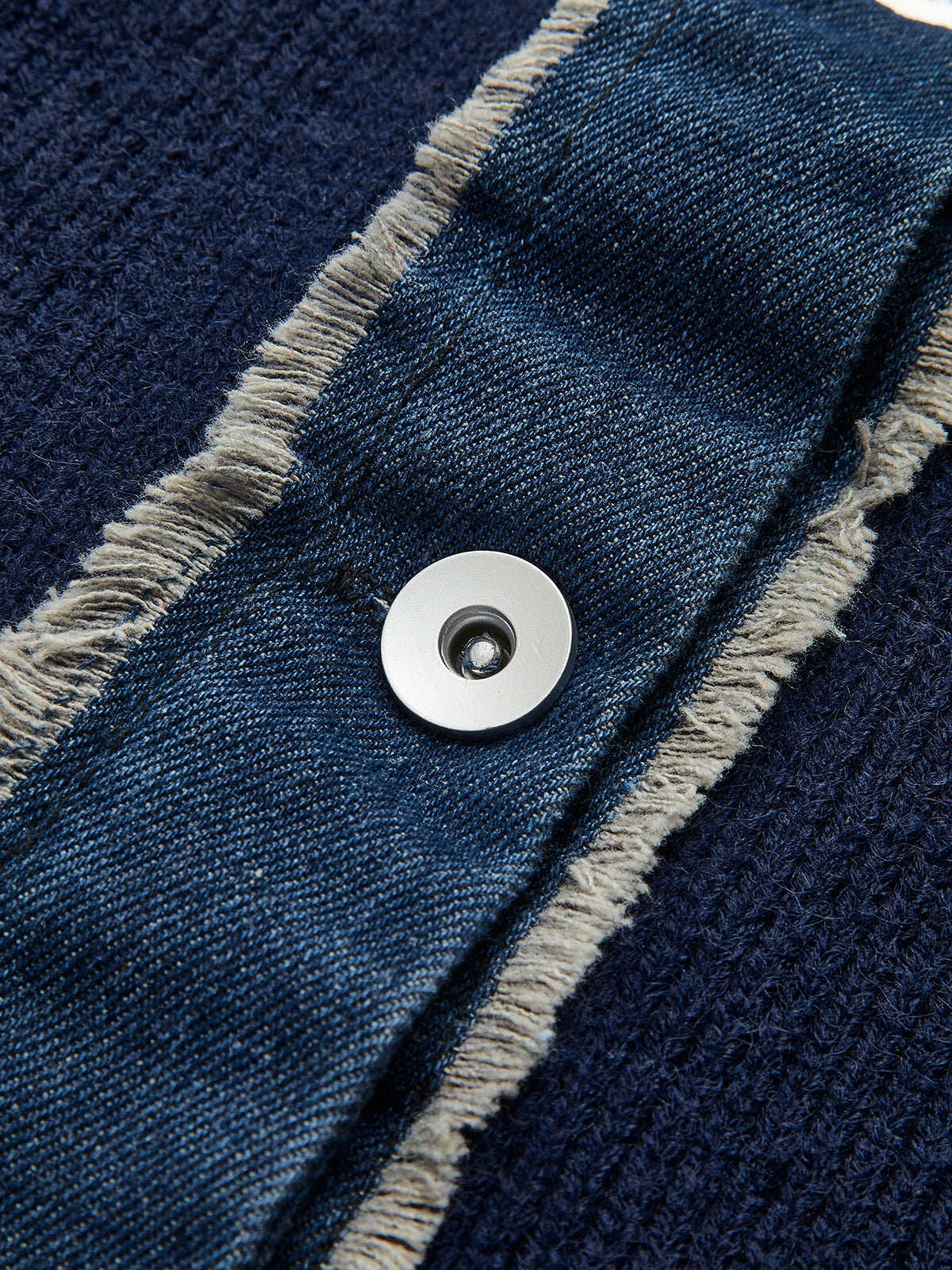 Panel Göğüslü Esnek Yaka Örgü Üst