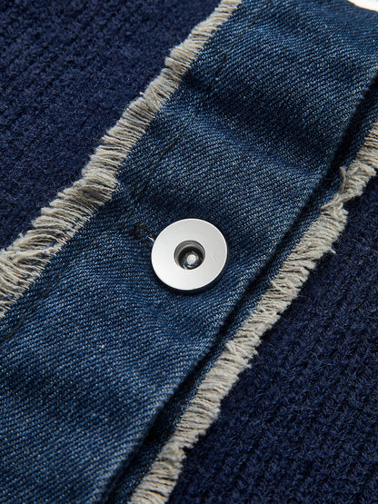 Panel Göğüslü Esnek Yaka Örgü Üst