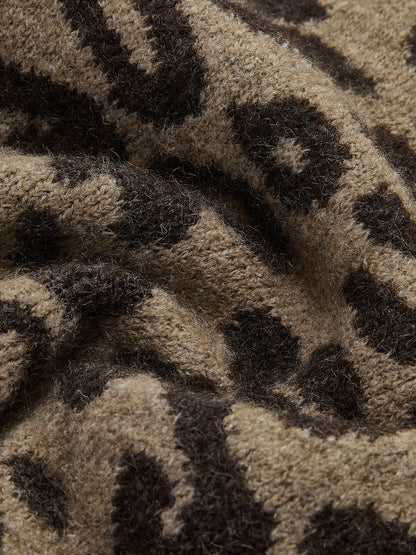 Leopar Kontrast Kesim Bol Hırka