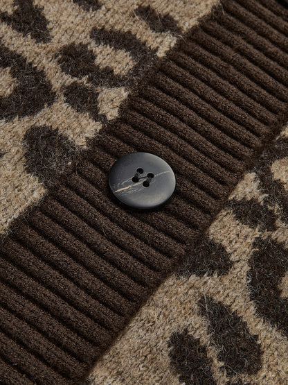 Leopar Kontrast Kesim Bol Hırka