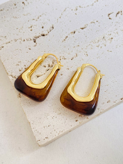 U Şeklinde Kehribar Halka Küpeler