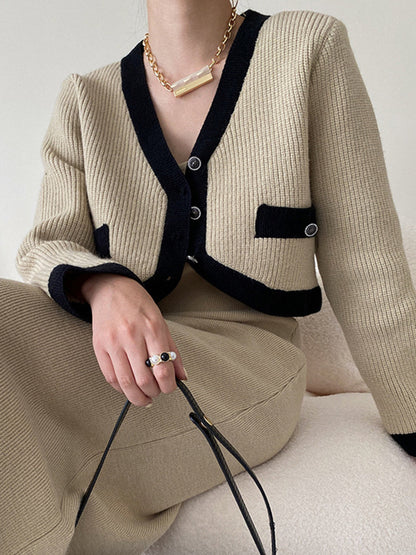 Leisure Kontrast Kesim Örme Etek Takımı