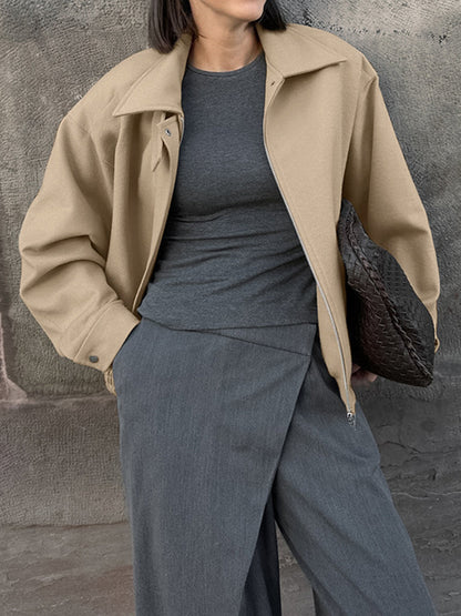 Leisure Düz Fermuarlı Polo Ceket