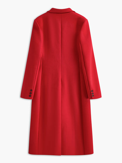 Temel Tweed Yün Uzun Palto