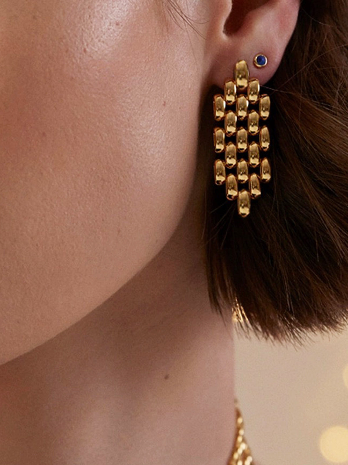 İçi Boş Boncuklu Zincir Kolye Küpeler