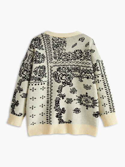 Vintage V Yakalı Yumuşak Örgü Dış Giyim