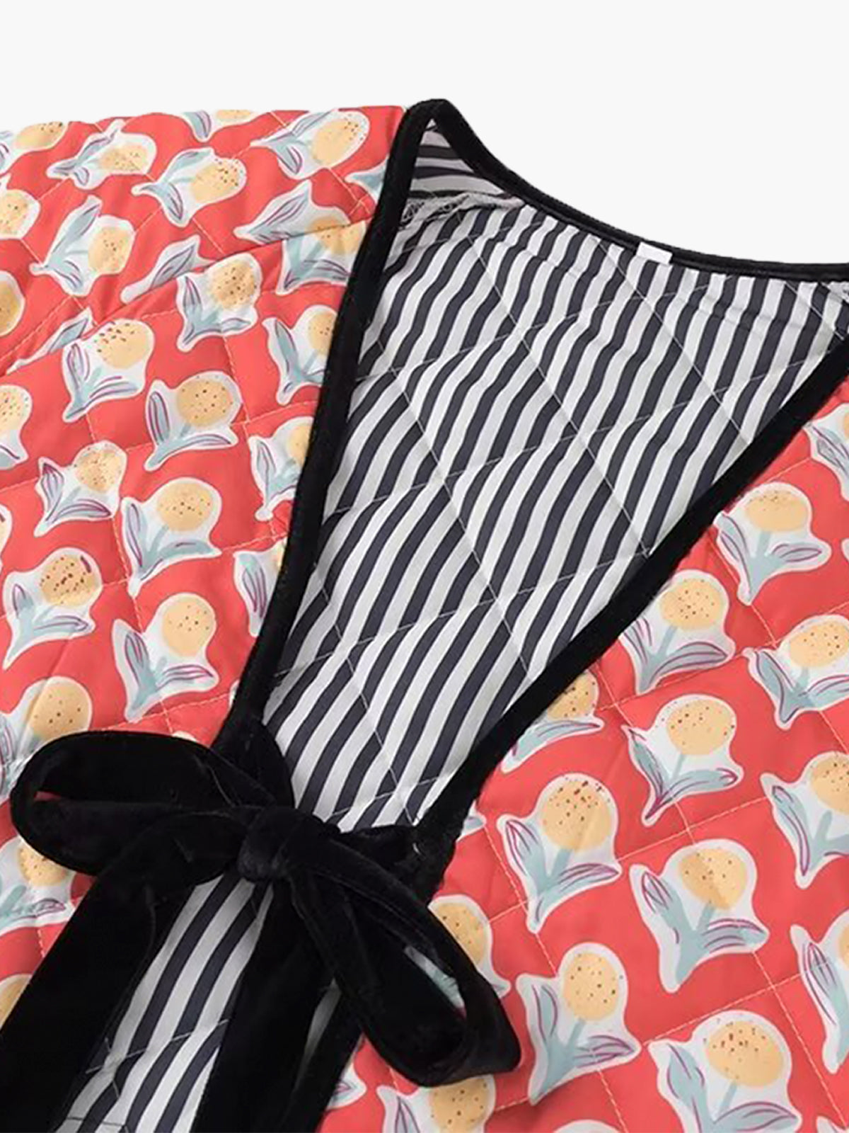 Kontrast Şeritli Bağcıklı Ceket