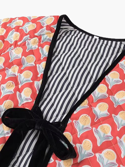 Kontrast Şeritli Bağcıklı Ceket