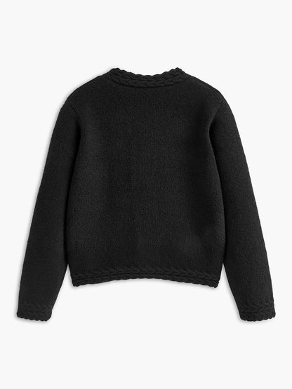 Kablo Örgülü Göğüslü Hırka