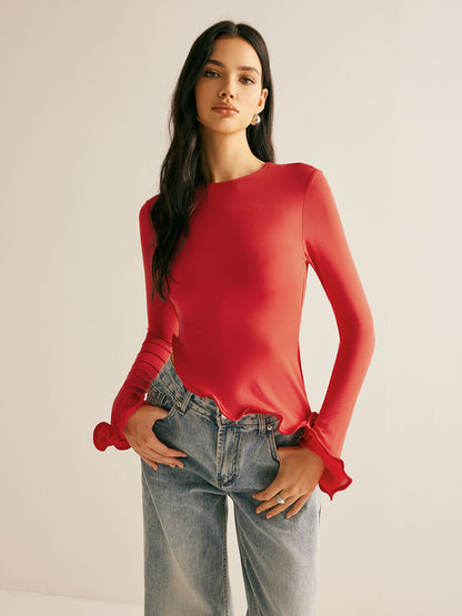 Asimetrik Dalgalı Kesim Tişört