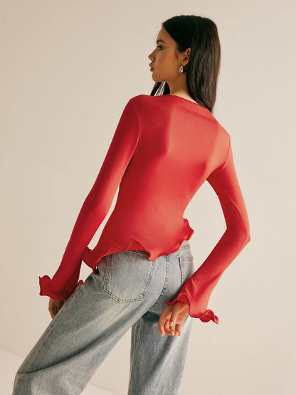 Asimetrik Dalgalı Kesim Tişört