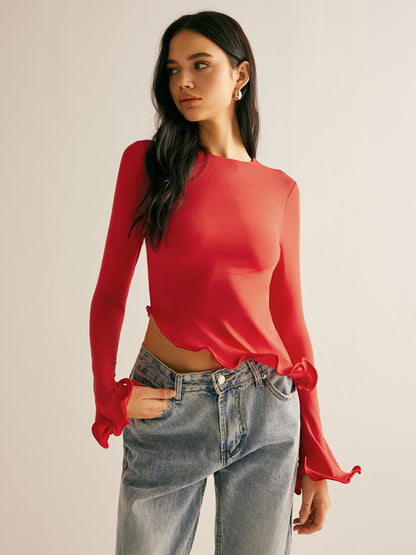 Asimetrik Dalgalı Kesim Tişört