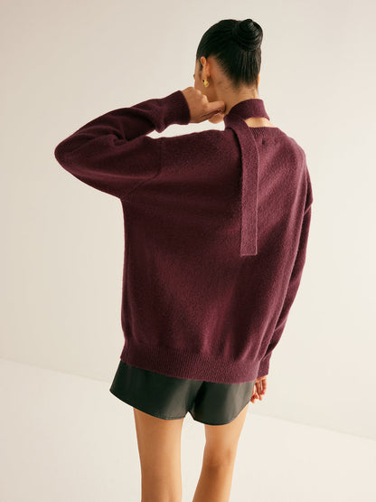 V Yaka Düğmeli Örgü Dış Giyim ve Eşarp