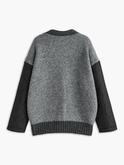 V Yaka Panel Cepli Örme Dış Giyim