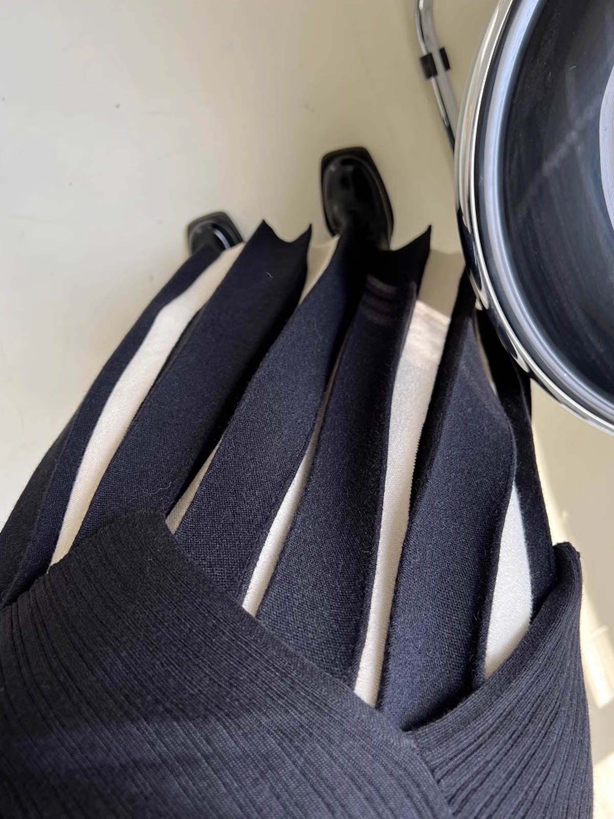 Renk Bloklu Örme Midi Etek