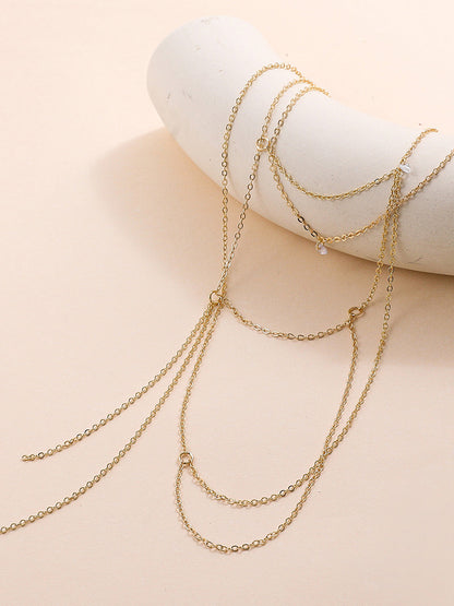 Yapay Elmaslı Püsküllü Kolye