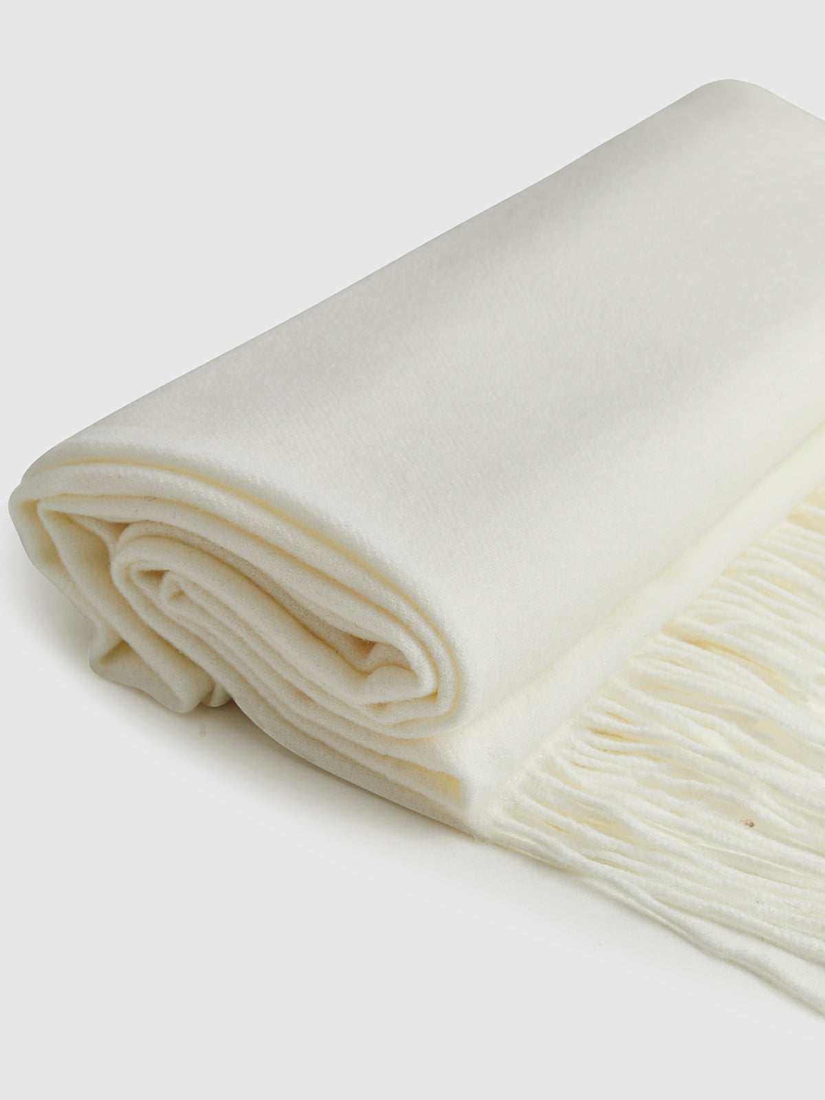 Yün Karışımlı Minimalist Püsküllü Atkı