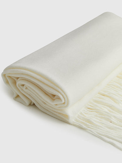 Yün Karışımlı Minimalist Püsküllü Atkı