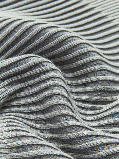 Renk Bloklu Yuvarlak Yaka Örgü Üst