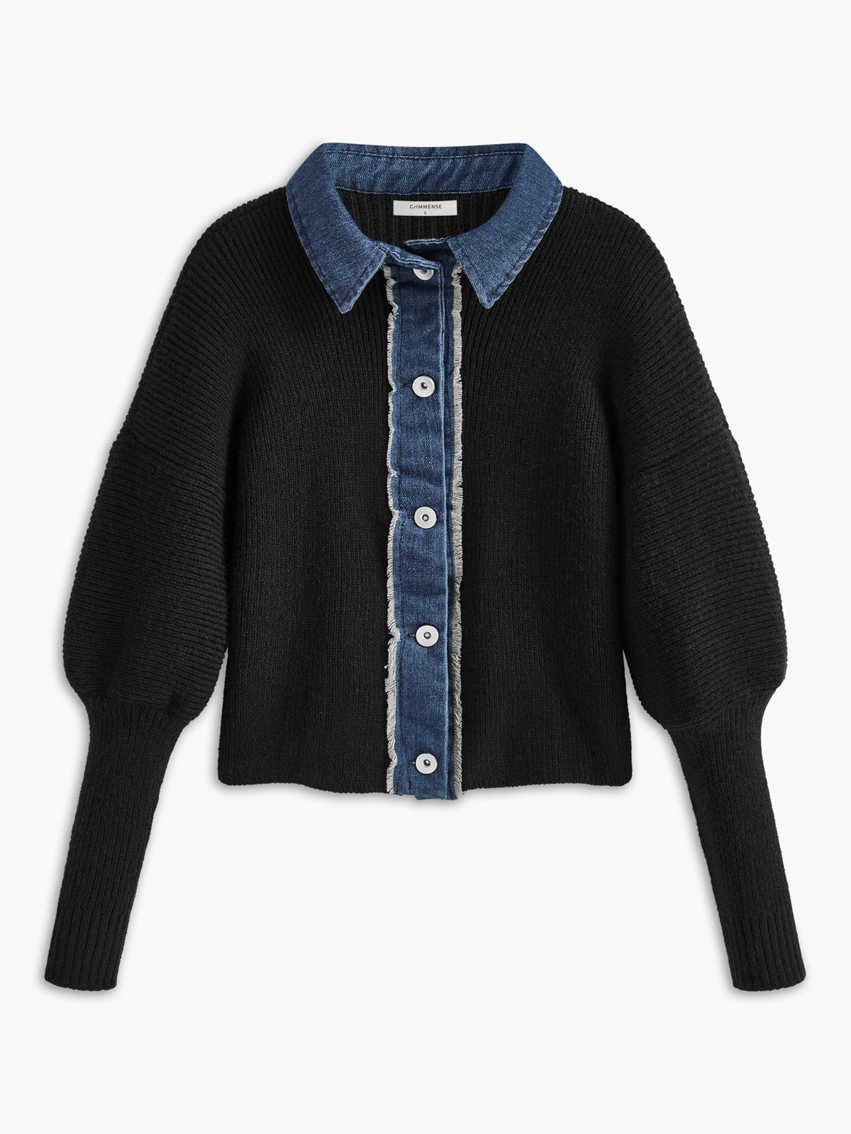 Panel Göğüslü Esnek Yaka Örgü Üst