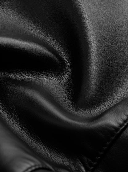 Boru Perçin Düğmeli PU Deri Ceket