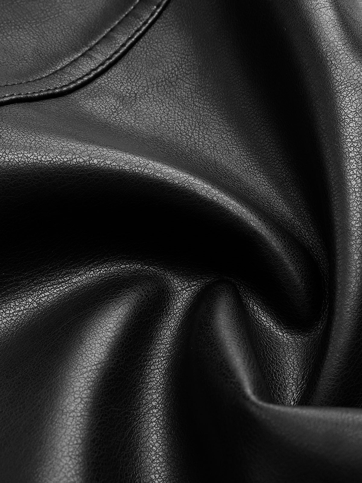 Düğmeli Tokalı PU Deri Ceket