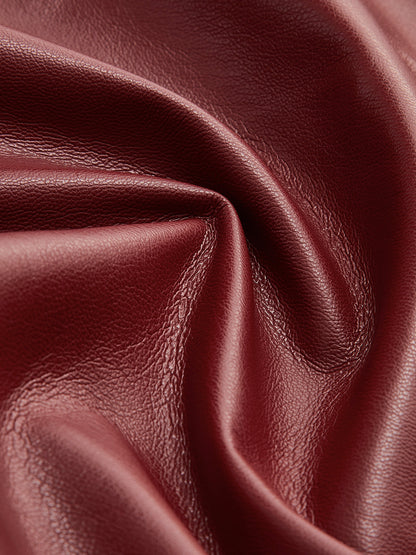 Yüksek Bel Düğmeli PU Deri Pantolon