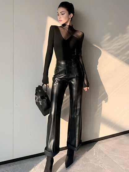 Asimetrik Şeffaf Örgü Panel Tişört