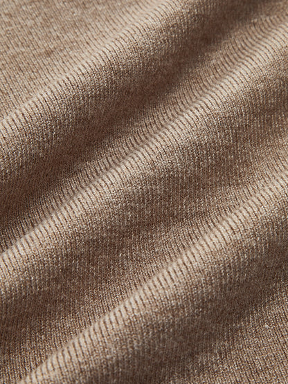 Asimetrik Patchwork Uzun Kollu Dik Yaka Örgü Üst