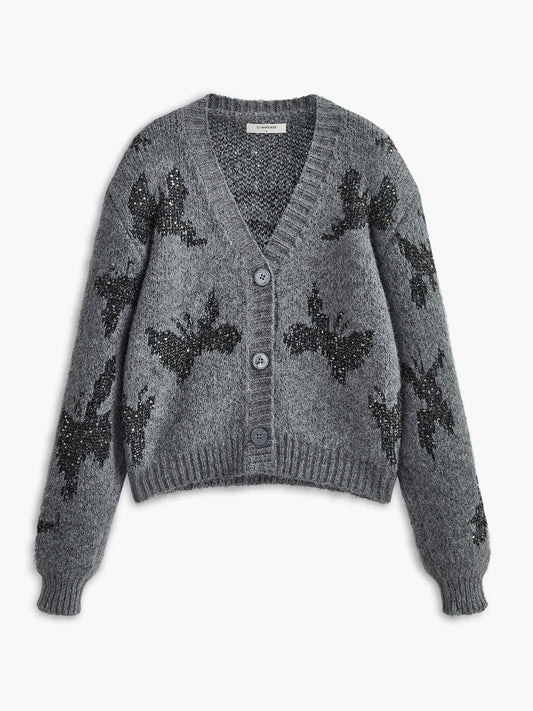 V Yaka Payetli Hırka