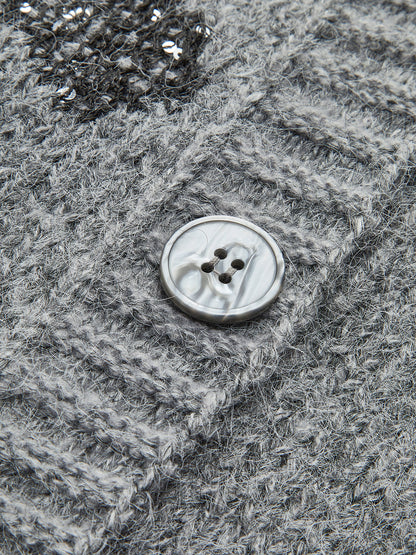 V Yaka Payetli Hırka