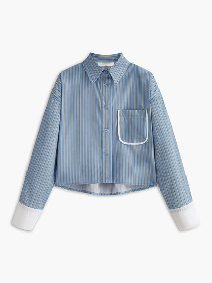 Kontrast Manşetli Çizgili Polo Tişört