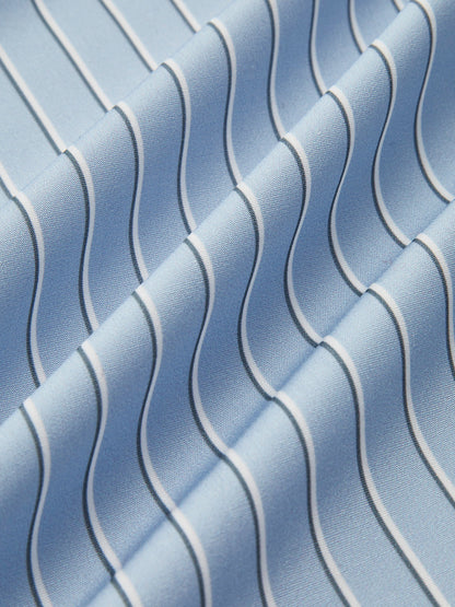 Kontrast Manşetli Çizgili Polo Tişört