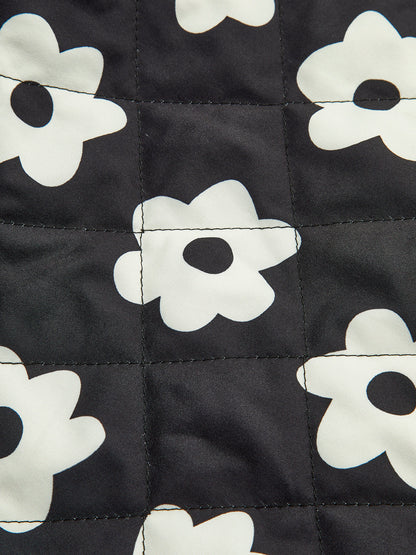 Çiçek Baskılı Bağcıklı Kışlık Mont