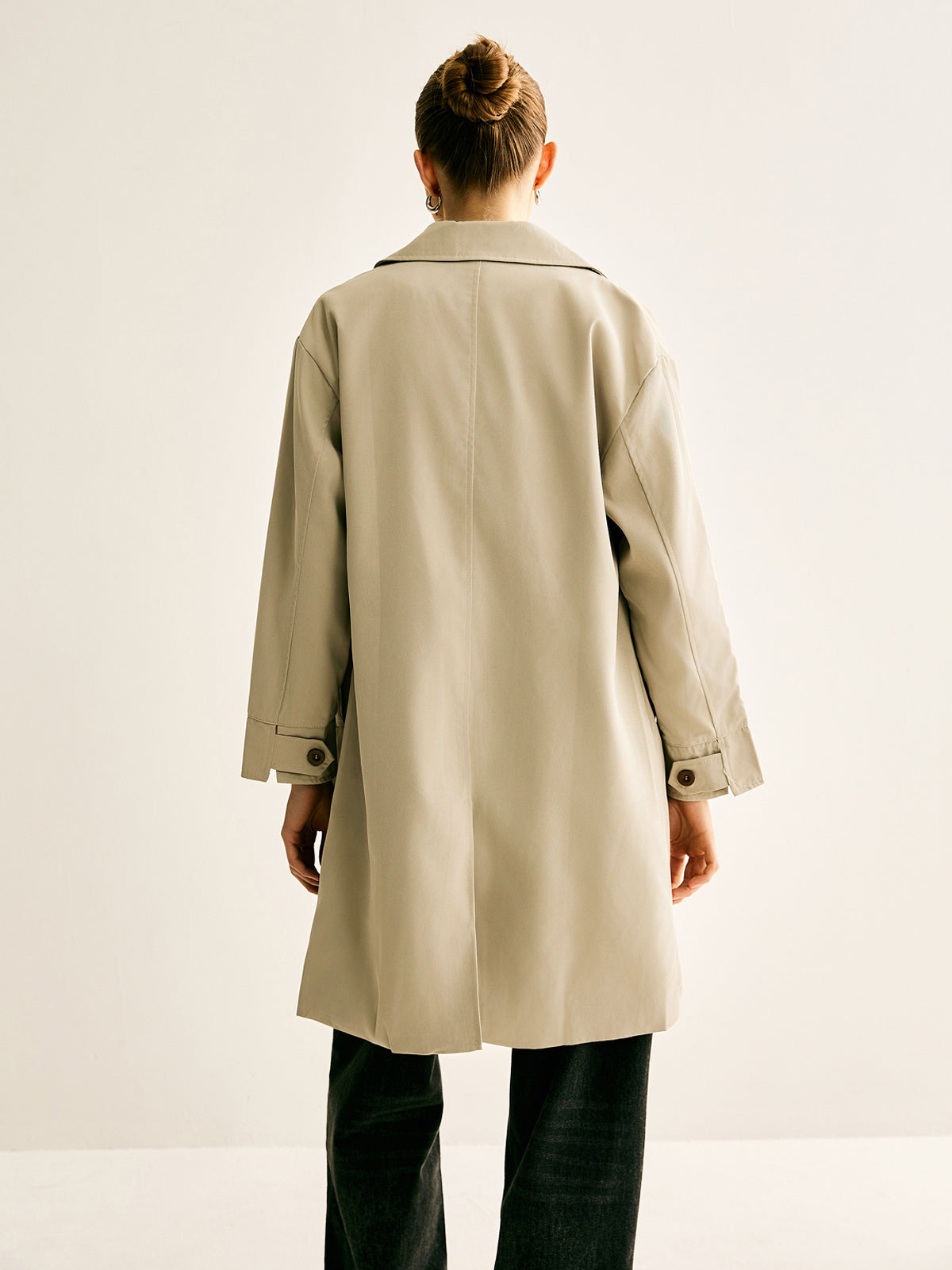 İnce Çizgili Manşet Uzun Trençkot