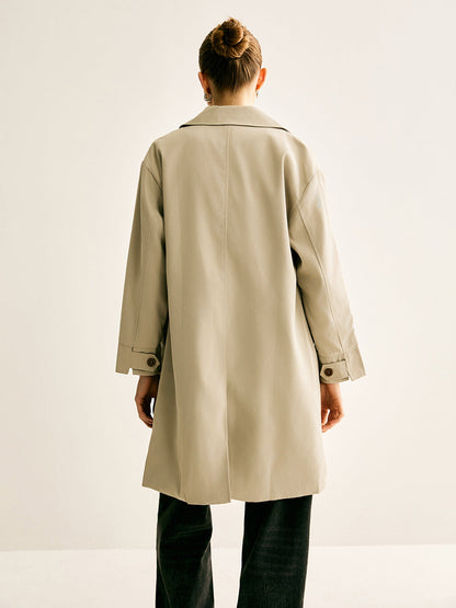 İnce Çizgili Manşet Uzun Trençkot