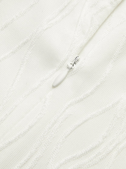 Kenarlı Pileli Fermuarlı Elbise