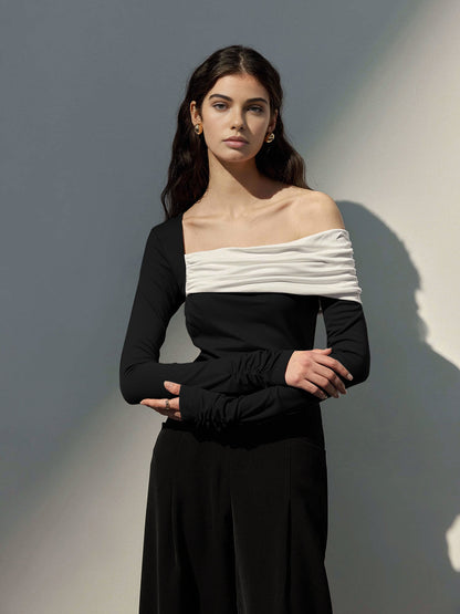 Tek Omuzlu Büzgülü İnce Üst
