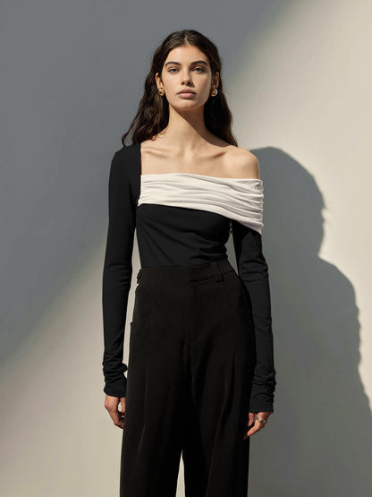 Tek Omuzlu Büzgülü İnce Üst