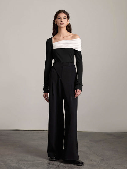 Tek Omuzlu Büzgülü İnce Üst